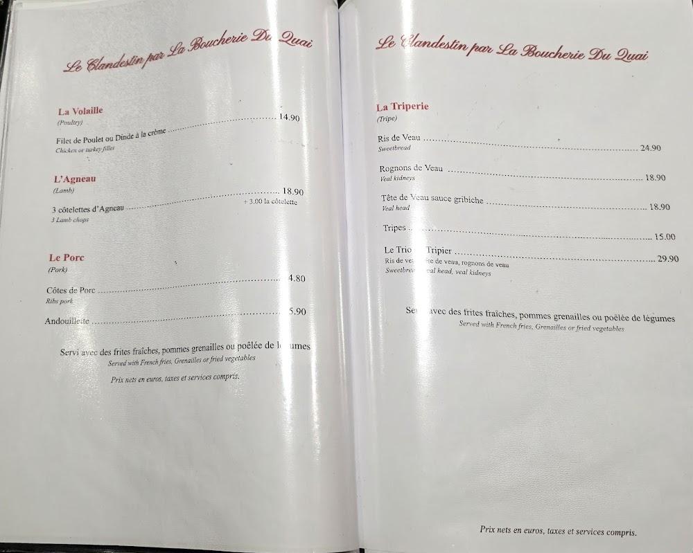 Le Clandestin - Menu Image 1